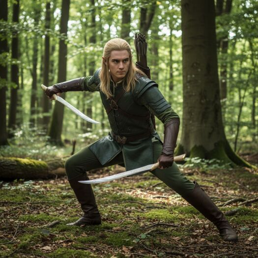 2 Krótkie Miecz Legolasa Inspirowany Lord of The Rings z Zawieszką 56 cm JT6036-A