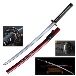 Katana Schwert scharf echt zum Training Metall Stahl 1045 Samurai 100% handgefertigt Nur für Erwachsene - 18 Jahre erforderlich 6KM18-410RD