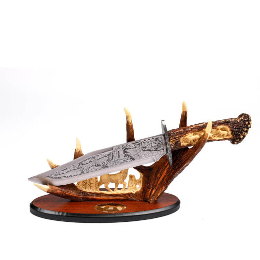 DUŻY KORDZIK MYŚLIWSKI JELEŃ POROŻE PREZENT DLA MYŚLIWEGO 38 CM JT7078-D