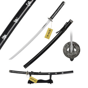 Drewniany Miecz Katana Lojalność, Odwaga i Moralność Inspirowany OSTATNI SAMURAJ z Pochwą i Stojakiem 103 cm JT10319