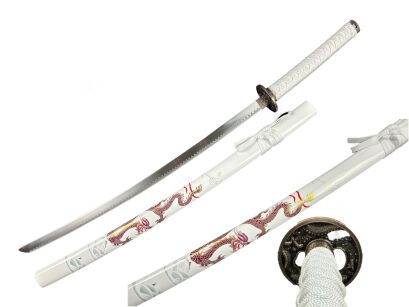Katana Golden Drache Schwert echt Metall Nicht Scharf Samurai Schwert aus Stahl mit Einer Scheide zur Dekoration für einen Sammler oder als Geschenk 4KM100-405WH