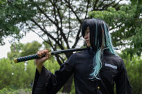 Miecz Wakizashi Krótka Katana Demon Slayer Tokitou Muichirou's Drewniany 77cm plus Stojak i Pas JT10655-W - 4