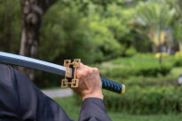 Miecz Wakizashi Krótka Katana Demon Slayer Tokitou Muichirou's Drewniany 77cm plus Stojak i Pas JT10655-W - 5