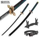 Miecz Wakizashi Krótka Katana Demon Slayer Tokitou Muichirou's Drewniany 77cm plus Stojak i Pas JT10655-W - 2