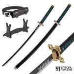 Miecz Wakizashi Krótka Katana Demon Slayer Tokitou Muichirou's Drewniany 77cm plus Stojak i Pas JT10655-W - 3