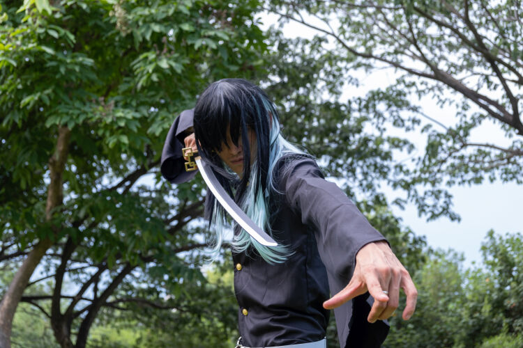 Miecz Wakizashi Krótka Katana Demon Slayer Tokitou Muichirou's Drewniany 77cm plus Stojak i Pas JT10655-W