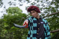 Miecz Wakizashi Krótka Katana Demon Slayer Tanjiro Kamado's Drewniany 77cm plus Stojak i Pas JT10666-W - 13