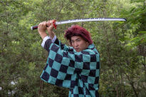 Miecz Wakizashi Krótka Katana Demon Slayer Tanjiro Kamado's Drewniany 77cm plus Stojak i Pas JT10666-W - 11