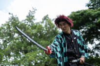 Miecz Wakizashi Krótka Katana Demon Slayer Tanjiro Kamado's Drewniany 77cm plus Stojak i Pas JT10666-W - 7