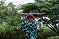 Miecz Wakizashi Krótka Katana Demon Slayer Tanjiro Kamado's Drewniany 77cm plus Stojak i Pas JT10666-W - 4