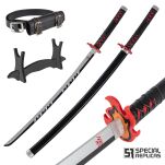 Miecz Wakizashi Krótka Katana Demon Slayer Tanjiro Kamado's Drewniany 77cm plus Stojak i Pas JT10666-W - 3