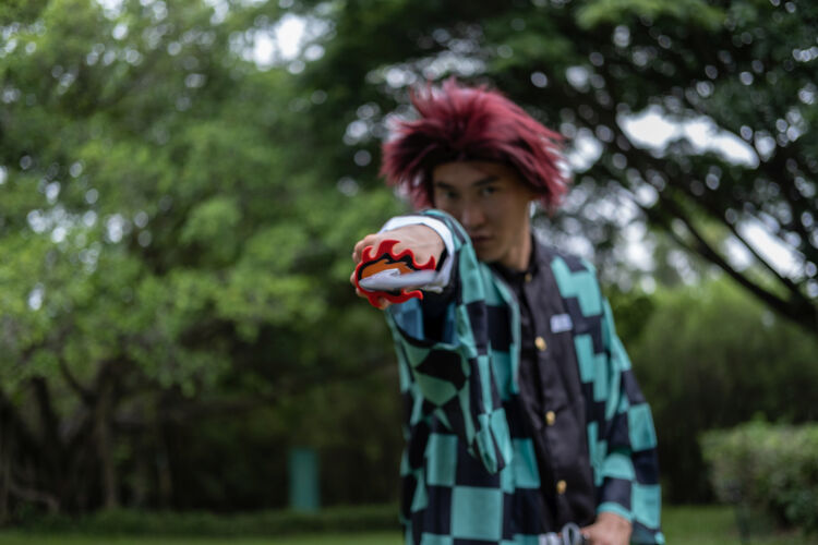 Miecz Wakizashi Krótka Katana Demon Slayer Tanjiro Kamado's Drewniany 77cm plus Stojak i Pas JT10666-W