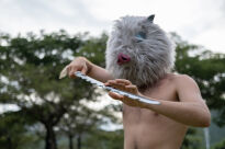 Miecz Wakizashi Krótka Katana Demon Slayer Inosuke Hashibira's Drewniany 77cm plus Stojak i Pas JT10659-W - 9