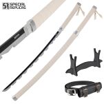 Miecz Wakizashi Krótka Katana Demon Slayer Inosuke Hashibira's Drewniany 77cm plus Stojak i Pas JT10659-W - 2