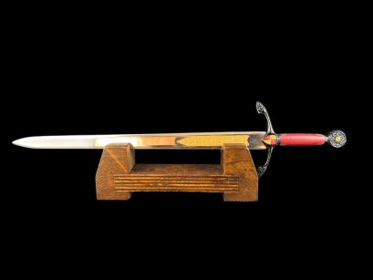 NOŻYK DO LISTÓW MINIATURKA HISTORYCZNY MIECZ CZARNEGO KSIĘCIA 27 CM PLUS STOJAK (10)