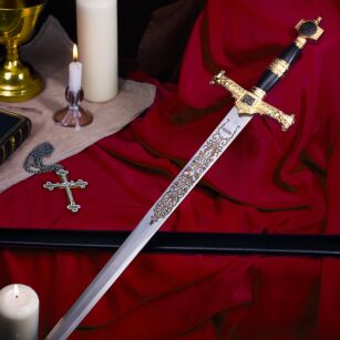 ZŁOTY MIECZ KRÓLA SALOMONA MASOŃSKI TEMPLARIUSZY JT6133GU-BK 86CM