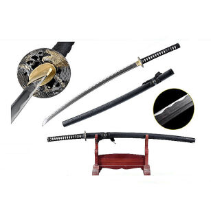Katana Damast Schwert scharf echt zum Training Metall Damast Stahl 1045 Samurai 100% handgefertigt Nur für Erwachsene - 18 Jahre erforderlich SW-9262